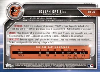 2019 Bowman Draft #BD-23 Joseph Ortiz Back