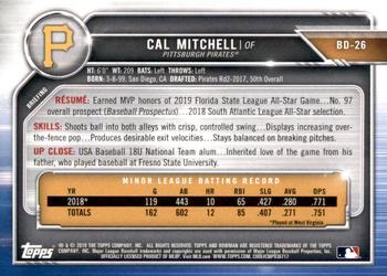 2019 Bowman Draft #BD-26 Cal Mitchell Back