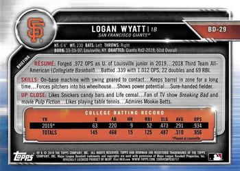 2019 Bowman Draft #BD-29 Logan Wyatt Back