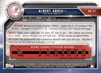 2019 Bowman Draft #BD-37 Albert Abreu Back