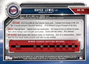 2019 Bowman Draft #BD-46 Royce Lewis Back