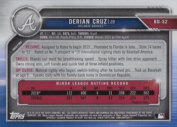 2019 Bowman Draft #BD-52 Derian Cruz Back