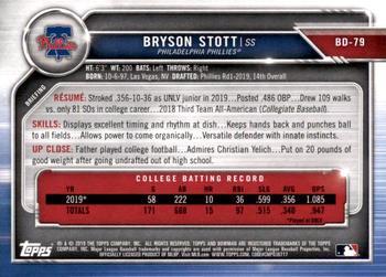 2019 Bowman Draft #BD-79 Bryson Stott Back