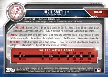 2019 Bowman Draft #BD-86 Josh Smith Back