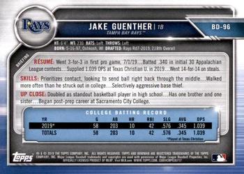 2019 Bowman Draft #BD-96 Jake Guenther Back