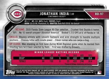 2019 Bowman Draft #BD-97 Jonathan India Back