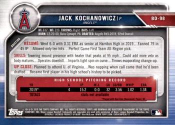 2019 Bowman Draft #BD-98 Jack Kochanowicz Back