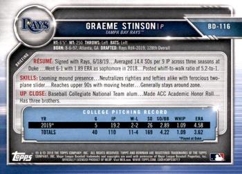 2019 Bowman Draft #BD-116 Graeme Stinson Back