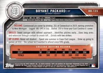 2019 Bowman Draft #BD-123 Bryant Packard Back