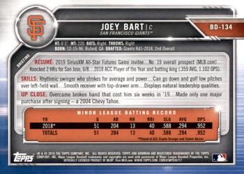 2019 Bowman Draft #BD-134 Joey Bart Back