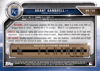 2019 Bowman Draft #BD-138 Grant Gambrell Back