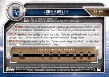 2019 Bowman Draft #BD-144 John Rave Back