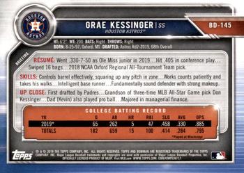 2019 Bowman Draft #BD-145 Grae Kessinger Back