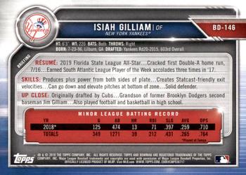 2019 Bowman Draft #BD-146 Isiah Gilliam Back