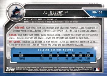 2019 Bowman Draft #BD-150 J.J. Bleday Back