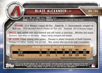 2019 Bowman Draft #BD-155 Blaze Alexander Back