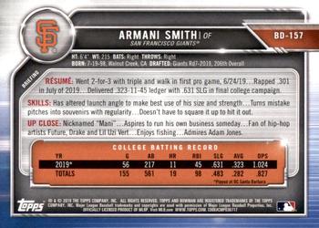 2019 Bowman Draft #BD-157 Armani Smith Back