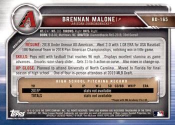 2019 Bowman Draft #BD-165 Brennan Malone Back