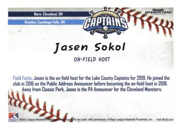 2019 Grandstand Lake County Captains #NNO Jasen Sokol Back