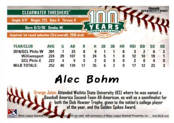 2019 Grandstand Florida State League Top Prospects #NNO Alec Bohm Back