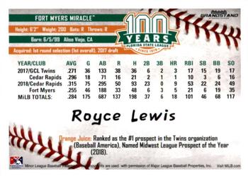 2019 Grandstand Florida State League Top Prospects #NNO Royce Lewis Back