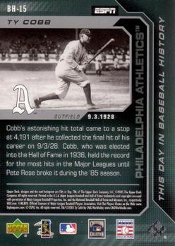 2005 Upper Deck ESPN - This Day in Baseball History #BH-15 Ty Cobb Back
