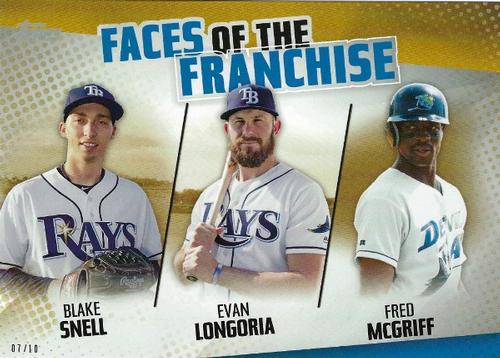 2019 Topps Faces of the Franchise 5x7 - Gold #FOF-30 Blake Snell / Evan Longoria / Fred McGriff Front