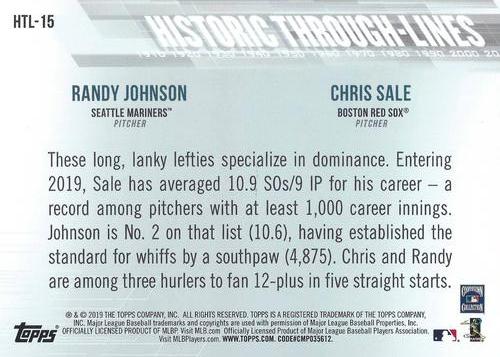 2019 Topps Historic Through Lines 5x7 #HTL-15 Chris Sale / Randy Johnson Back