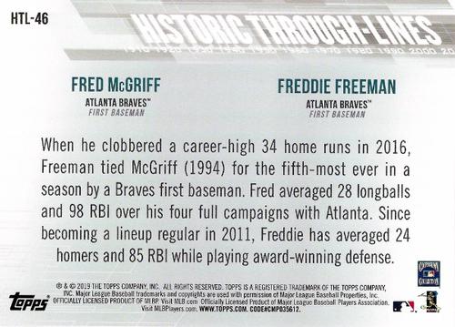2019 Topps Historic Through Lines 5x7 #HTL-46 Freddie Freeman / Fred McGriff Back
