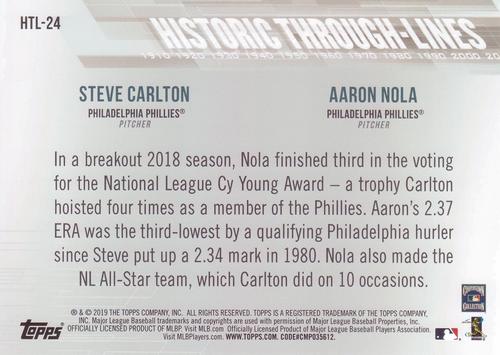 2019 Topps Historic Through Lines 5x7 - Gold #HTL-24 Aaron Nola / Steve Carlton Back