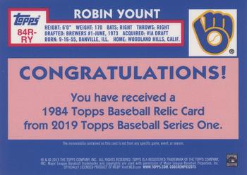 2019 Topps - 1984 Topps Baseball 35th Anniversary All-Stars Relics Red #ASR-RY Robin Yount Back