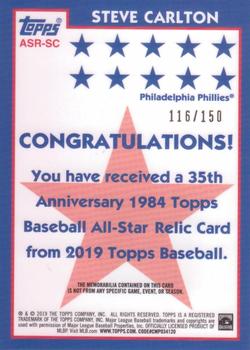 2019 Topps - 1984 Topps Baseball 35th Anniversary All-Stars Relics 150th Anniversary #ASR-SC Steve Carlton Back