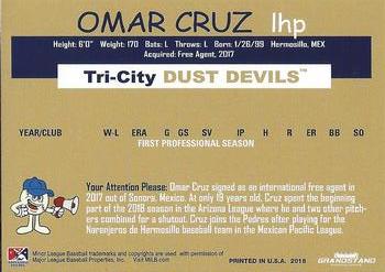 2018 Grandstand Tri-City Dust Devils #NNO Omar Cruz Back