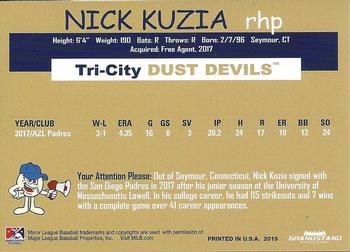 2018 Grandstand Tri-City Dust Devils #NNO Nick Kuzia Back