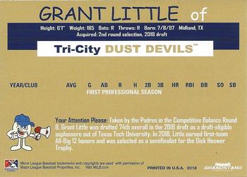 2018 Grandstand Tri-City Dust Devils #NNO Grant Little Back