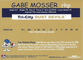 2018 Grandstand Tri-City Dust Devils #NNO Gabe Mosser Back