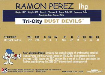 2018 Grandstand Tri-City Dust Devils #NNO Ramon Perez Back