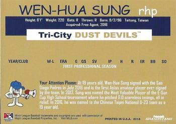 2018 Grandstand Tri-City Dust Devils #NNO Wen-Hua Sung Back