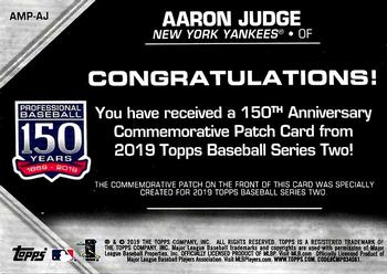 2019 Topps - 150th Anniversary Commemorative Patches (Series Two) #AMP-AJ Aaron Judge Back