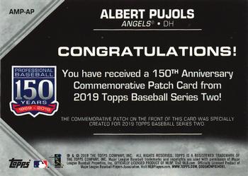 2019 Topps - 150th Anniversary Commemorative Patches (Series Two) #AMP-AP Albert Pujols Back