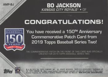 2019 Topps - 150th Anniversary Commemorative Patches (Series Two) #AMP-BJ Bo Jackson Back