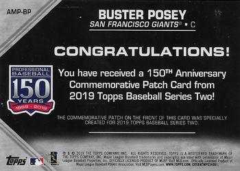 2019 Topps - 150th Anniversary Commemorative Patches (Series Two) #AMP-BP Buster Posey Back