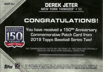 2019 Topps - 150th Anniversary Commemorative Patches (Series Two) #AMP-DJ Derek Jeter Back