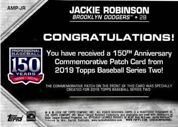 2019 Topps - 150th Anniversary Commemorative Patches (Series Two) #AMP-JR Jackie Robinson Back