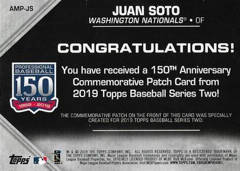 2019 Topps - 150th Anniversary Commemorative Patches (Series Two) #AMP-JS Juan Soto Back
