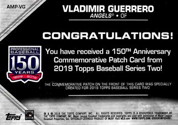 2019 Topps - 150th Anniversary Commemorative Patches (Series Two) #AMP-VG Vladimir Guerrero Back