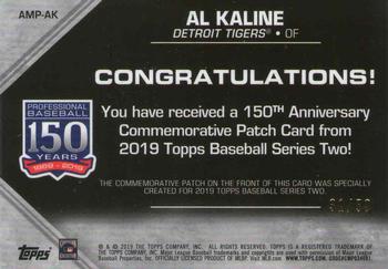 2019 Topps - 150th Anniversary Commemorative Patches Gold (Series Two) #AMP-AK Al Kaline Back