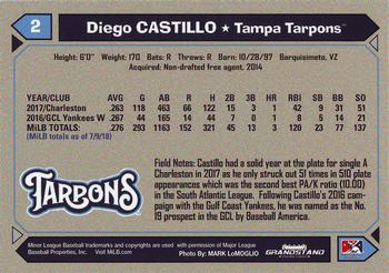 2018 Grandstand Tampa Tarpons #2 Diego Castillo Back