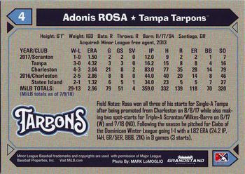 2018 Grandstand Tampa Tarpons #4 Adonis Rosa Back