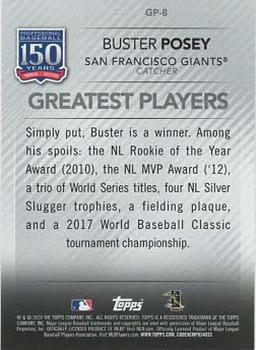 2019 Topps - 150 Years of Professional Baseball - Greatest Players Green #GP-8 Buster Posey Back